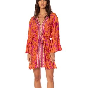 Maaji Flamingo Palm Enjoyable V Kaftan Medium NWT